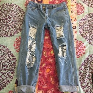 high waisted ripped jeans